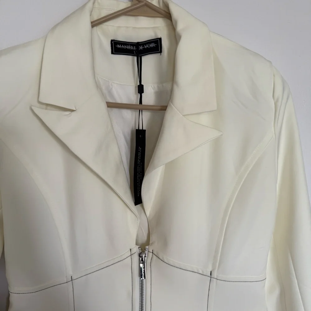 Maniere De Voir Cream Zip-Front Trench Coat